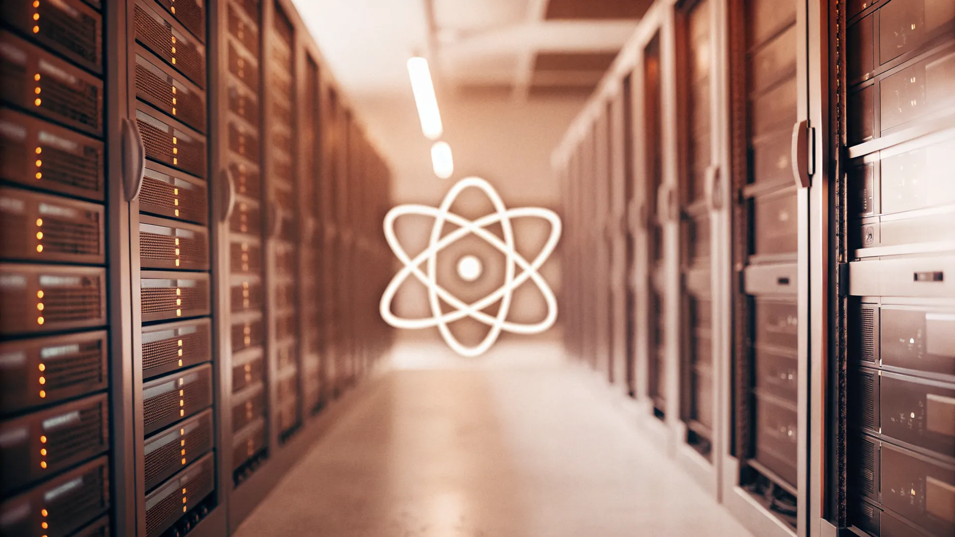 Laptop displaying code with React and Next.js logos, representing framework choice for web development.