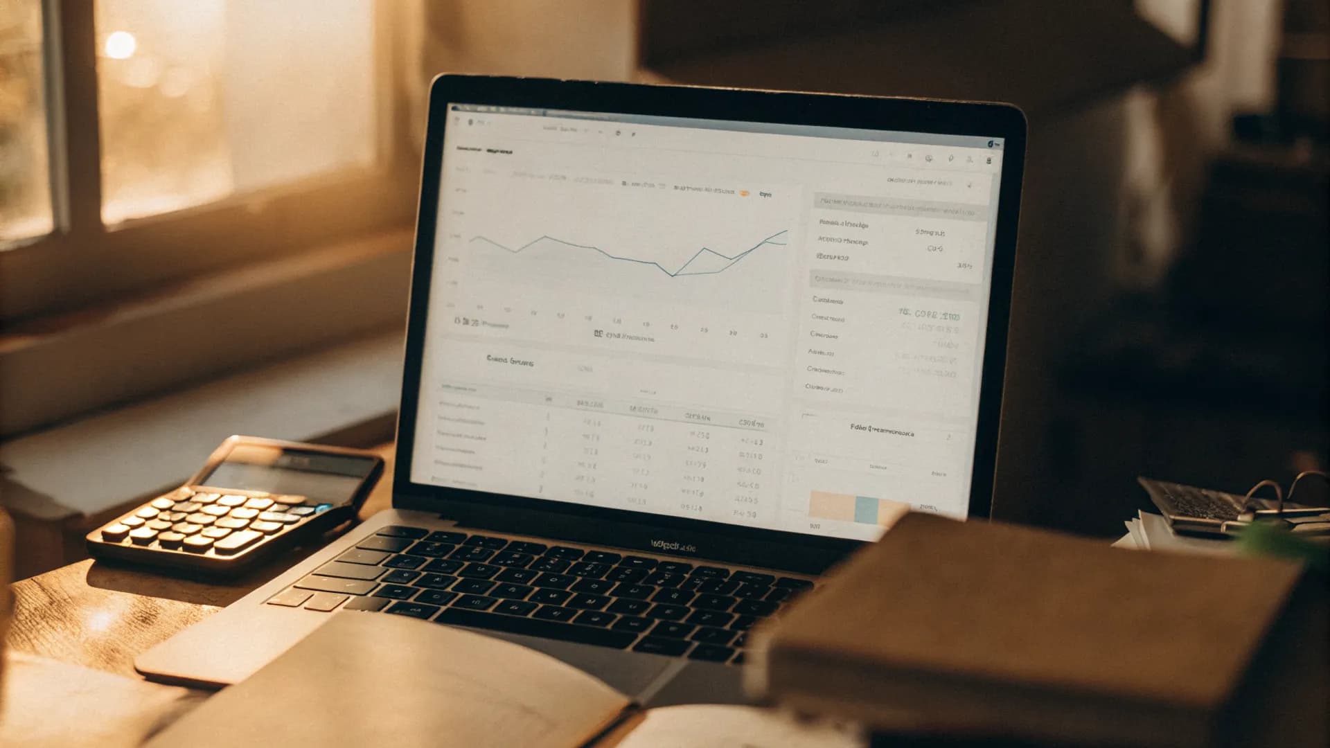 Businessman reviewing website maintenance costs on laptop with financial documents