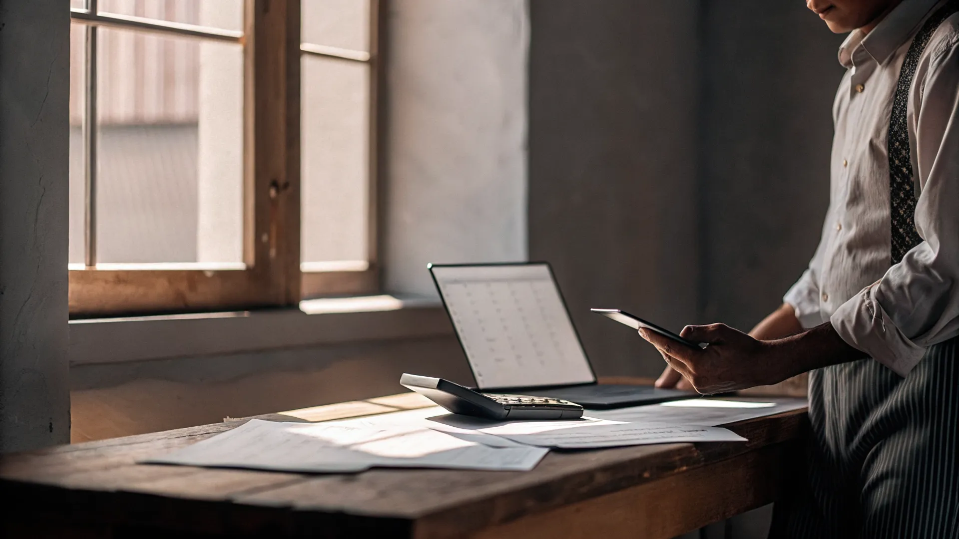 Small business owner reviewing website cost breakdown and budget numbers on laptop screen
